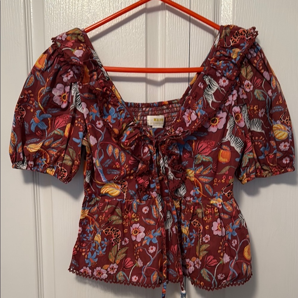 Floral Puff Sleeve Top - Multicolor